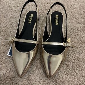 Gold slingback flats